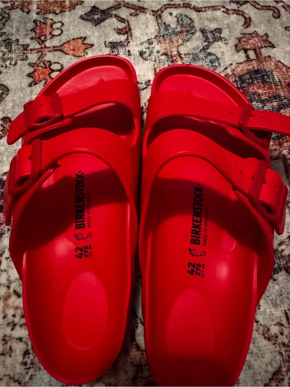 Birkenstock Men’s Red Two-Strap EVA Sandals NWOT